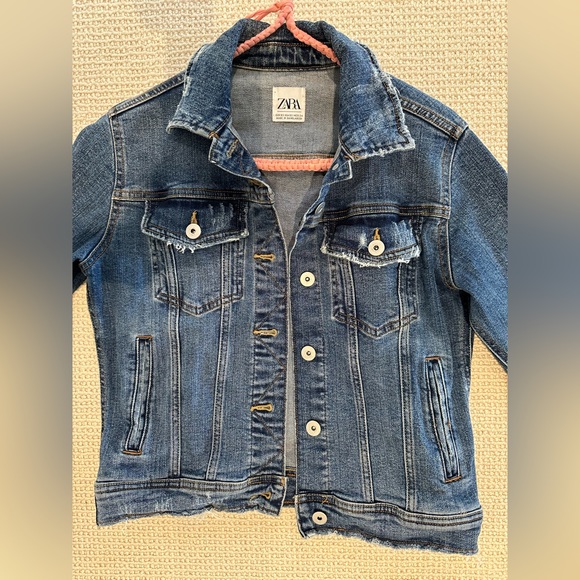 Zara Denim Distressed Jean Jacket - Picture 1 of 5